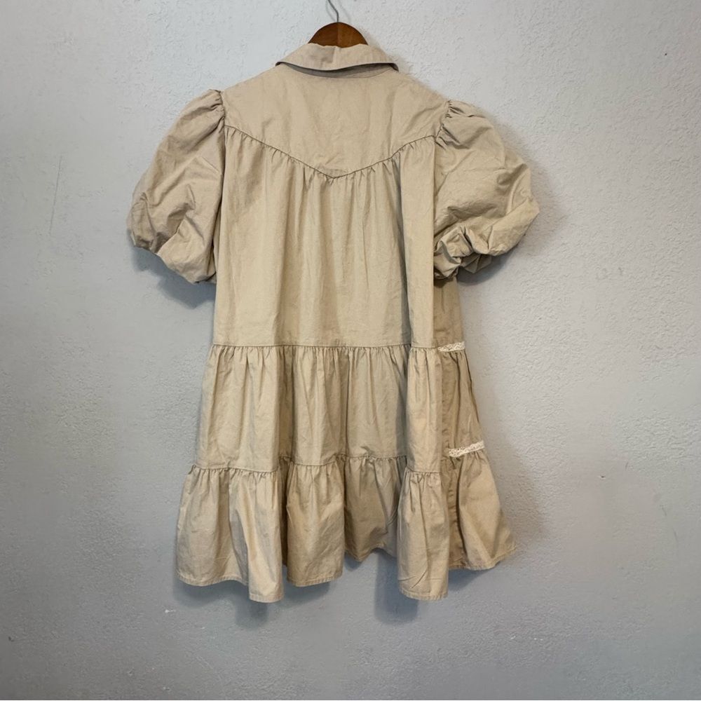 In The Beginning Beige Dress with Puff Sleeves - Picture 8 of 9